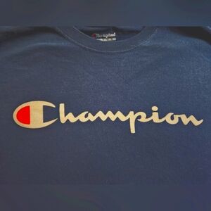 Men's Champion 1XL Dark Blue T-shirt 100% cotton, lightly used in good condition